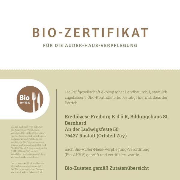 Ansicht Bio Zertifikat